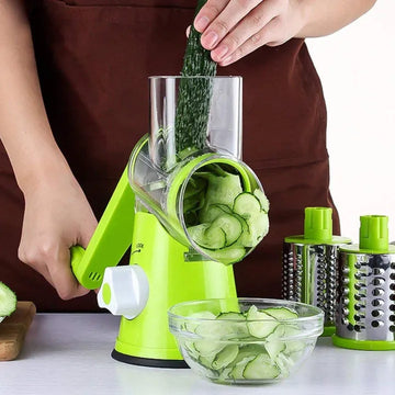 Multifunctional Roller Vegetable Cutter, 3 In 1 Vegetable Slicer And Cutter, Manual Rotary Drum Greator, Hand Roller Type Square Drum Vegetable Cutter with 3 Removable Blades For Kitchen